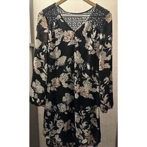 DR2 Dress Sz. Small Babydoll Fairy Boho Festival Artsy Whimsical Crochet Floral